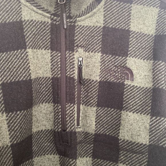 Northface Mens pullover fleece sz large in green and black tartan print ex. cond - Picture 2 of 5